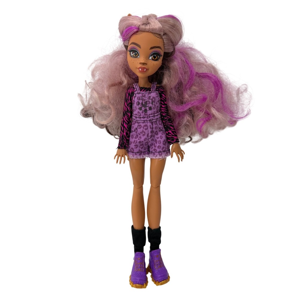 Mattel Monster High G3 Clawdeen Wolf Doll Purple Leopard Overalls Fashion 10.5in